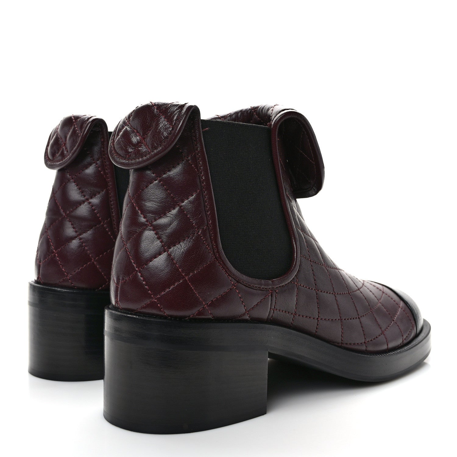 Chanel Lambskin Quilted Cap Toe CC Turnlock Booties 41 Burgundy Black 4 of 8