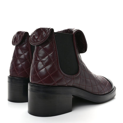 Chanel Lambskin Quilted Cap Toe CC Turnlock Booties 41 Burgundy Black 4 of 8