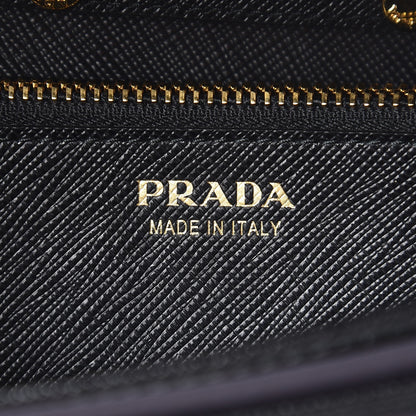 Prada Saffiano Metal Oro Chain Wallet Nero Black 6 of 7