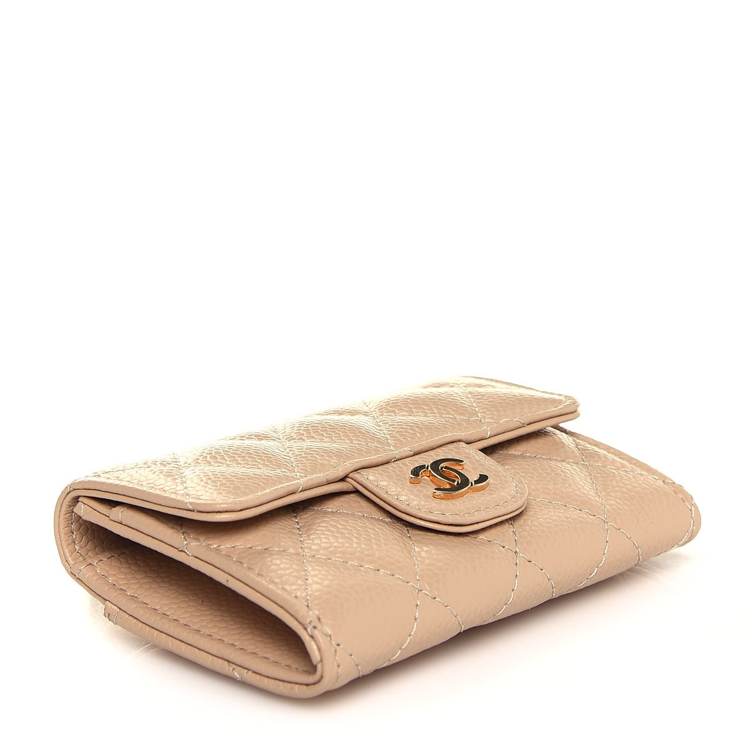 Chanel Caviar Quilted Flap Card Holder Wallet Beige 4 of 15