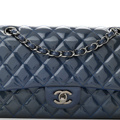 Chanel Patent Quilted Medium Double Flap Blue 8 of 12