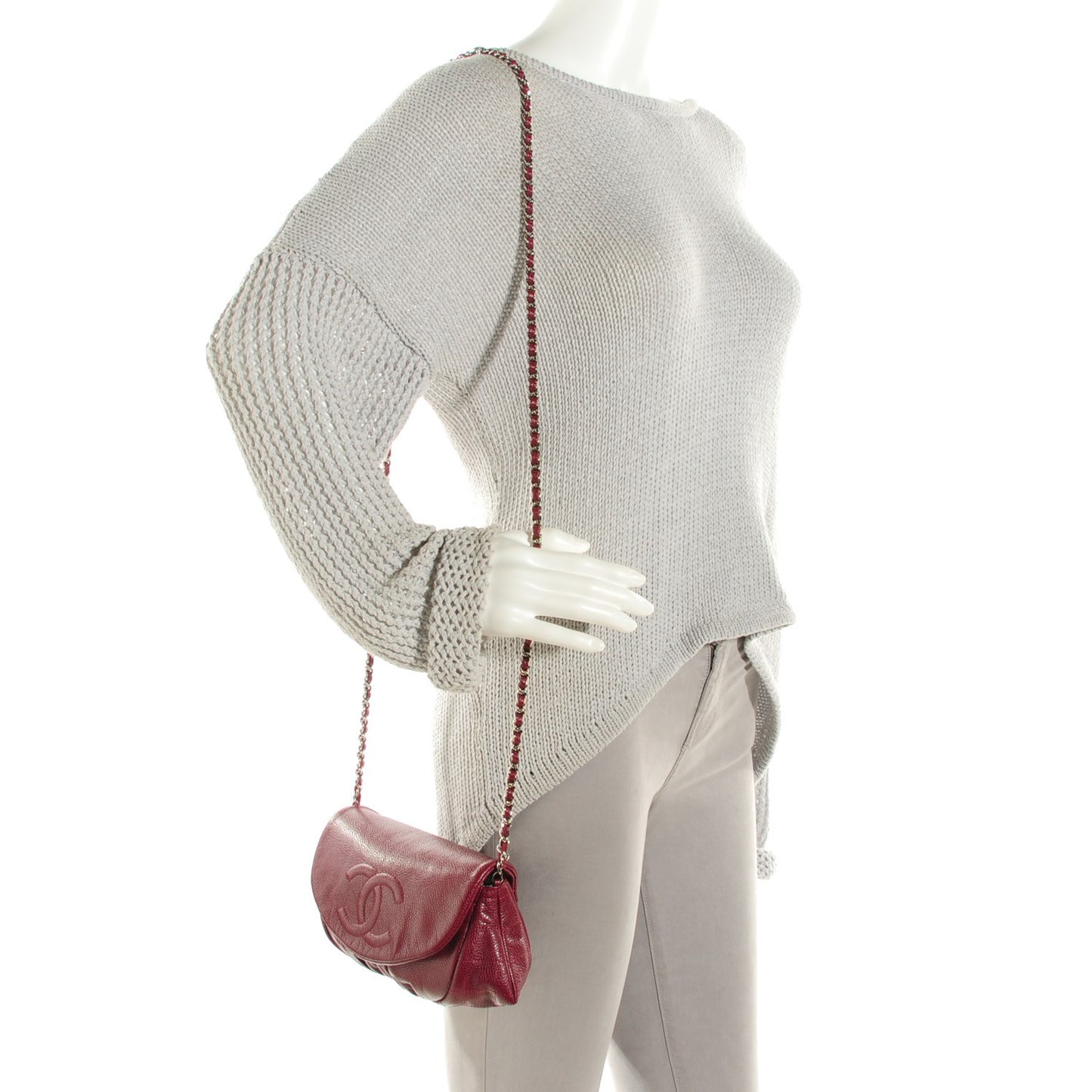 Caviar Half Moon Wallet On Chain WOC Dark Red