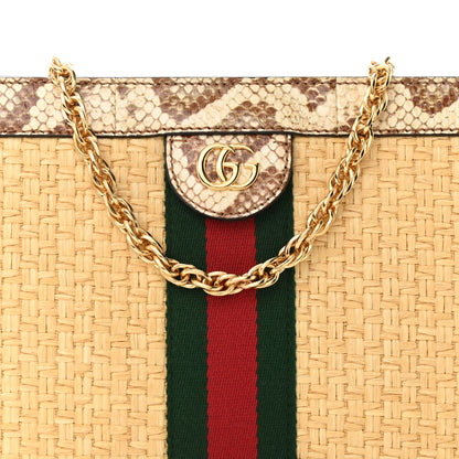 Gucci Raffia Elaphe GG Small Ophidia Chain Shoulder Bag Natural Cream Brown 8 of 10