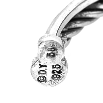 David Yurman Sterling Silver 14K White Gold Diamond Medium Crossover Hoop Earrings 3 of 3