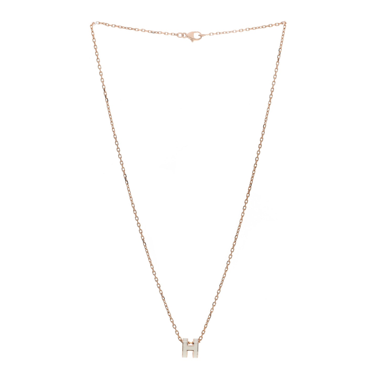 Lacquered Rose Gold Mini Pop H Pendant Necklace White