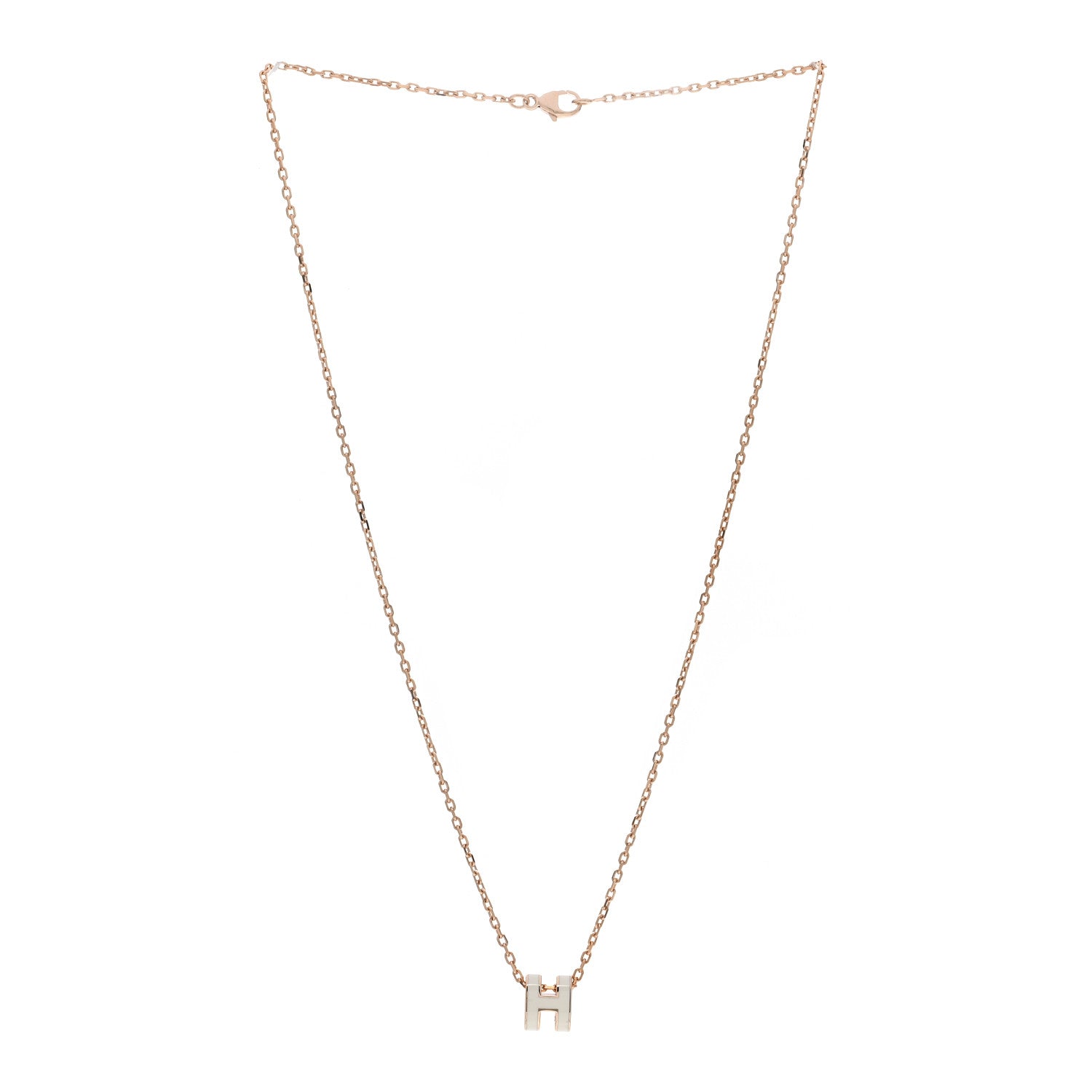Hermes Lacquered Rose Gold Mini Pop H Pendant Necklace White 2 of 3