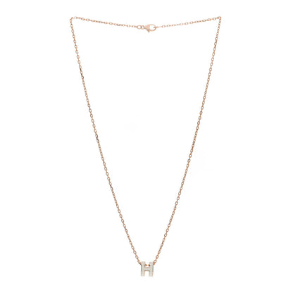 Hermes Lacquered Rose Gold Mini Pop H Pendant Necklace White 2 of 3