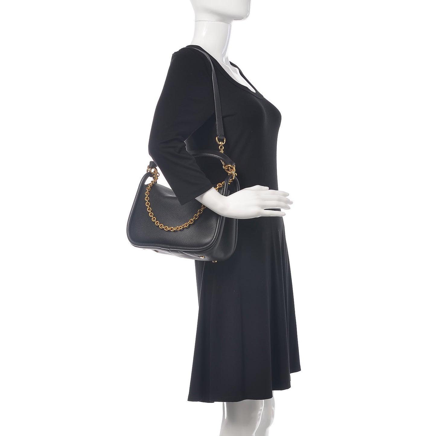 Small Classic Grain Calfskin Small Leighton Black