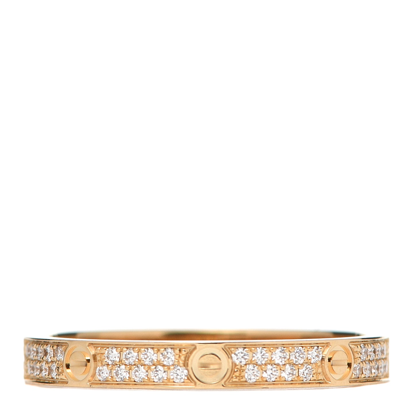 18K Yellow Gold Diamond 2.6mm LOVE Paved Band Ring 55 7.25