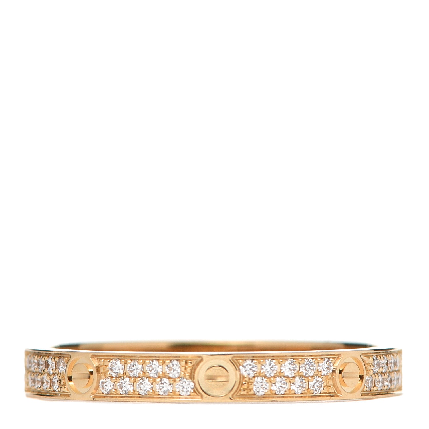Cartier 18K Yellow Gold Diamond 2.6mm LOVE Paved Band Ring 55 7.25 1 of 6