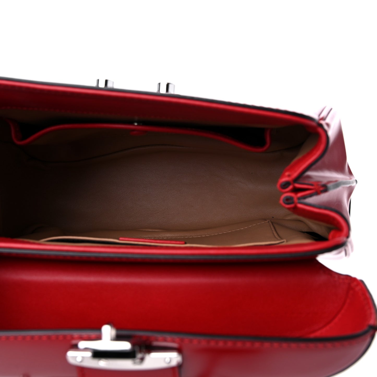 Regent Calfskin Bamboo Mini Lady Lock Top Handle Bag Hibiscus Red