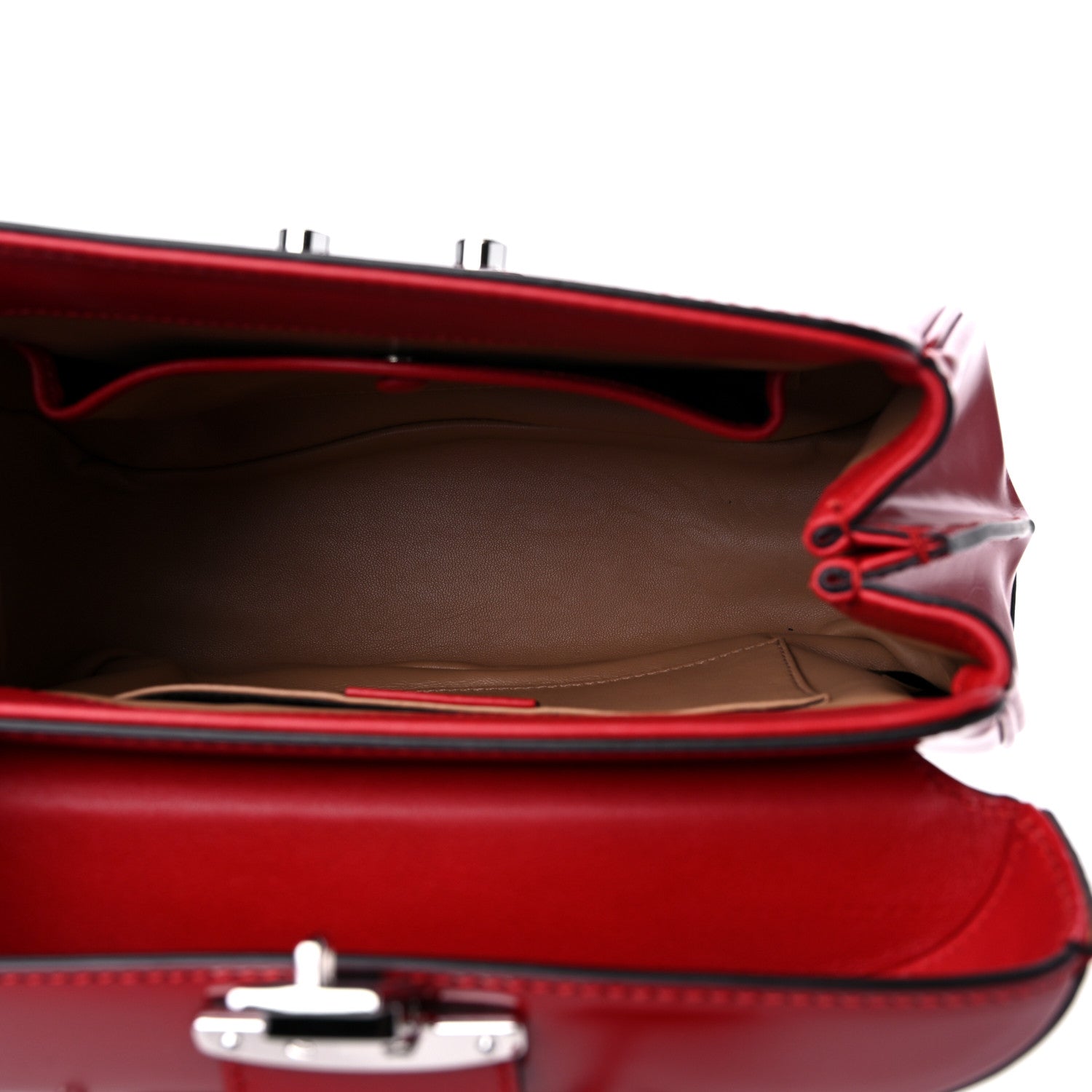 Gucci Regent Calfskin Bamboo Mini Lady Lock Top Handle Bag Hibiscus Red 5 of 13