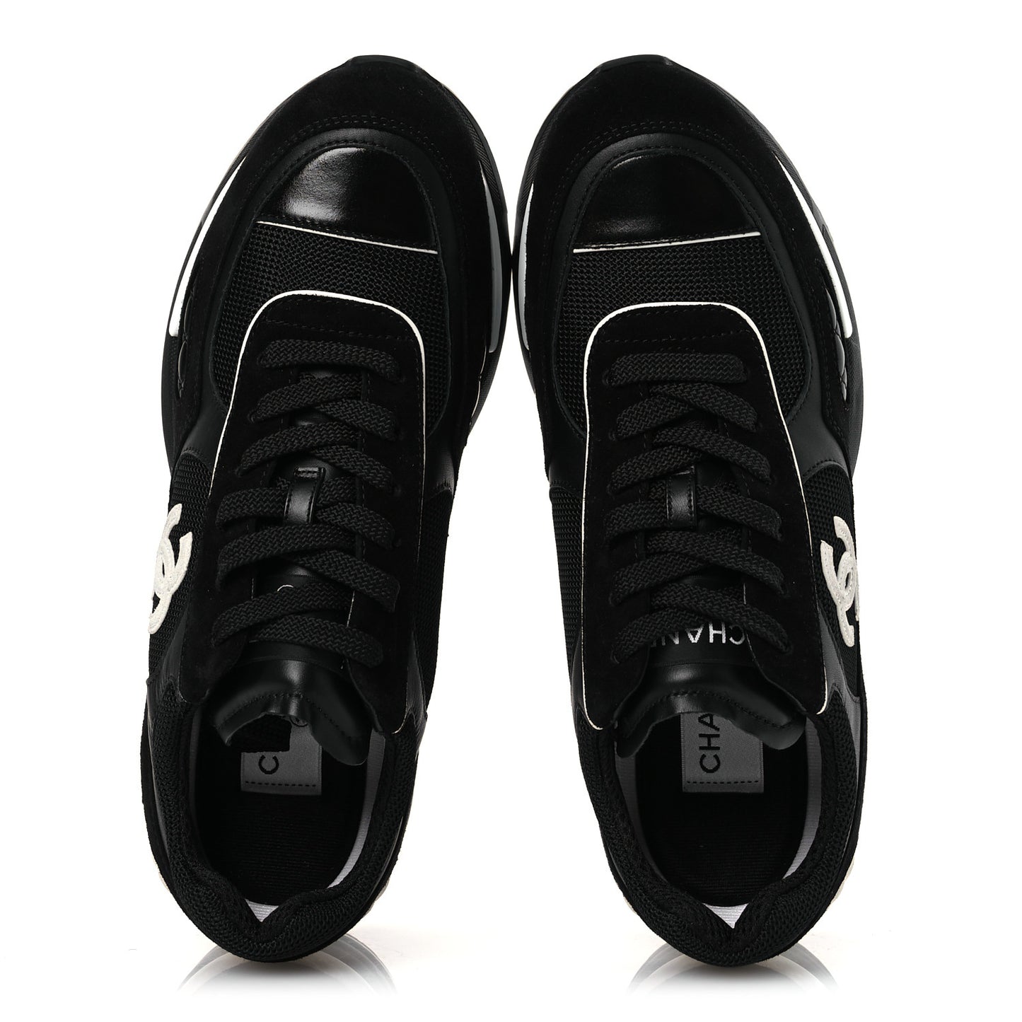 Mixed Fibers Suede Shiny Calfskin Womens CC Sneakers 40.5 Black