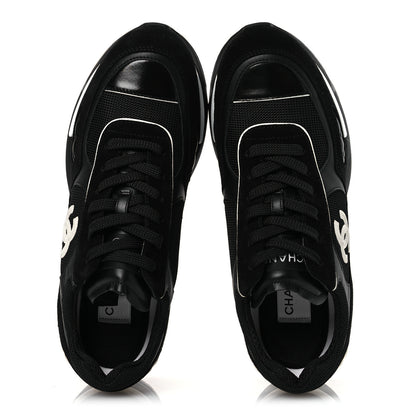 Chanel Mixed Fibers Suede Shiny Calfskin Womens CC Sneakers 40.5 Black 2 of 11