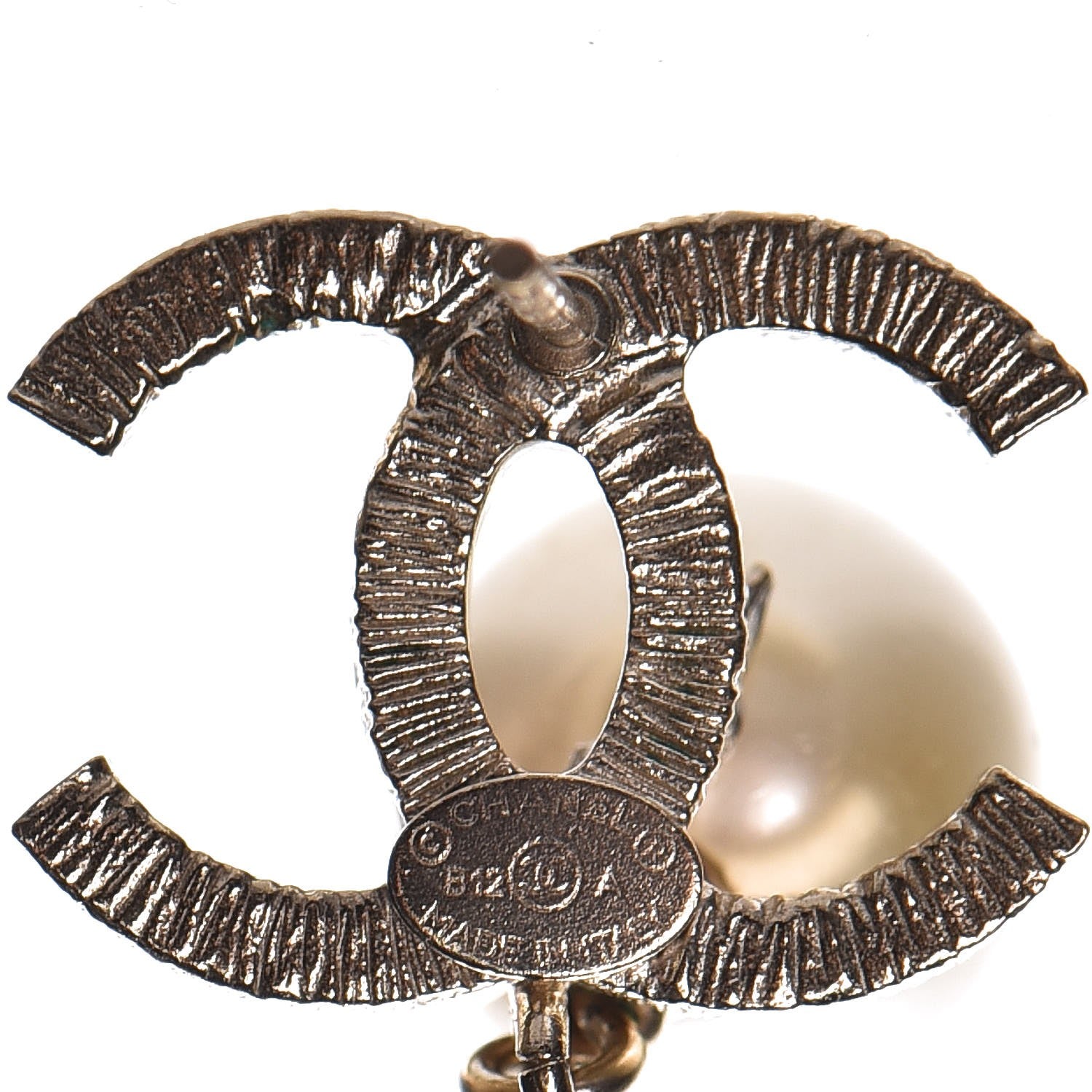 Chanel Crystal Pearl CC Drop Earrings Gold 5 of 5