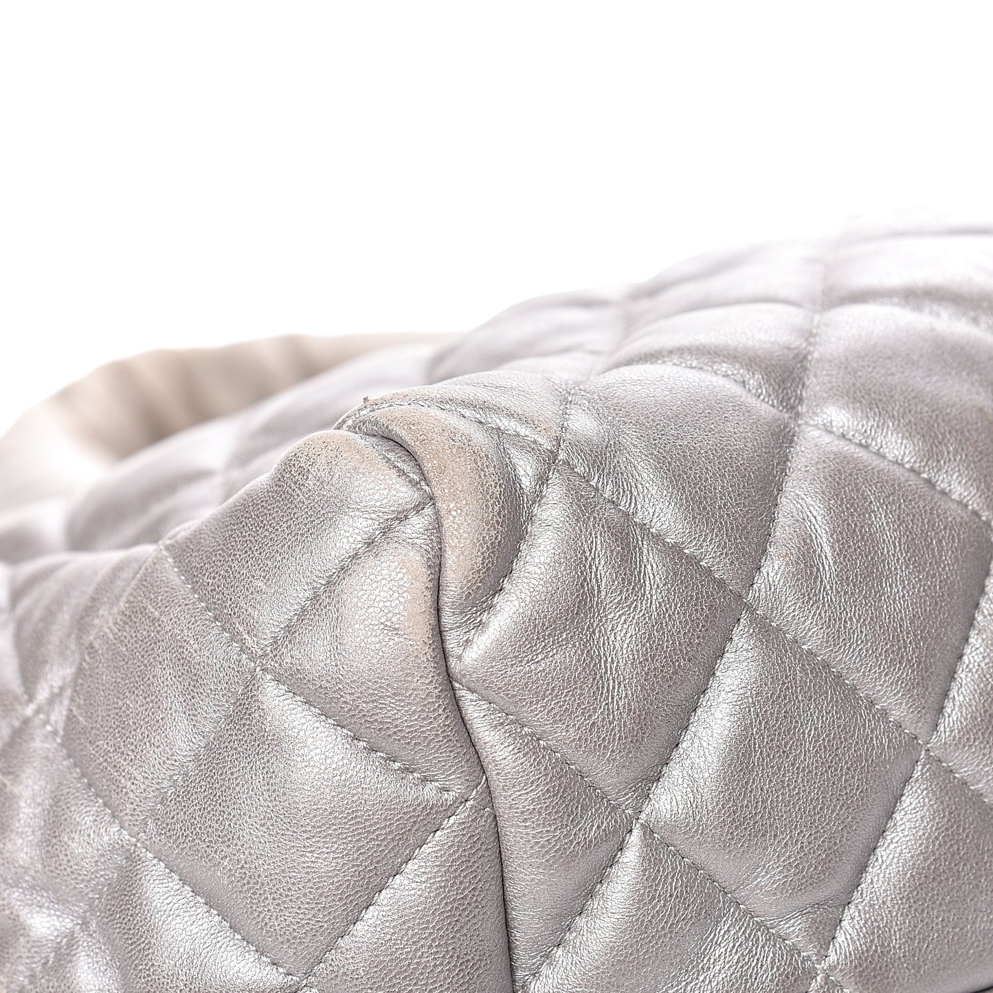 Metallic Lambskin Quilted Coco Cocoon Bowler Silver