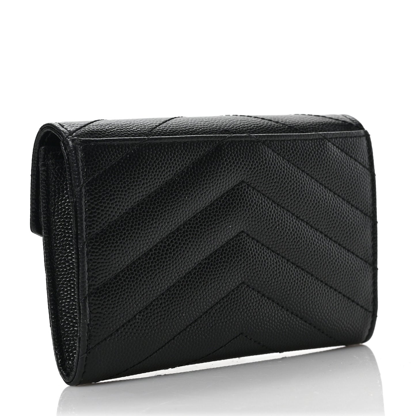 Grain De Poudre Matelasse Chevron Small Monogram Envelope Wallet Black
