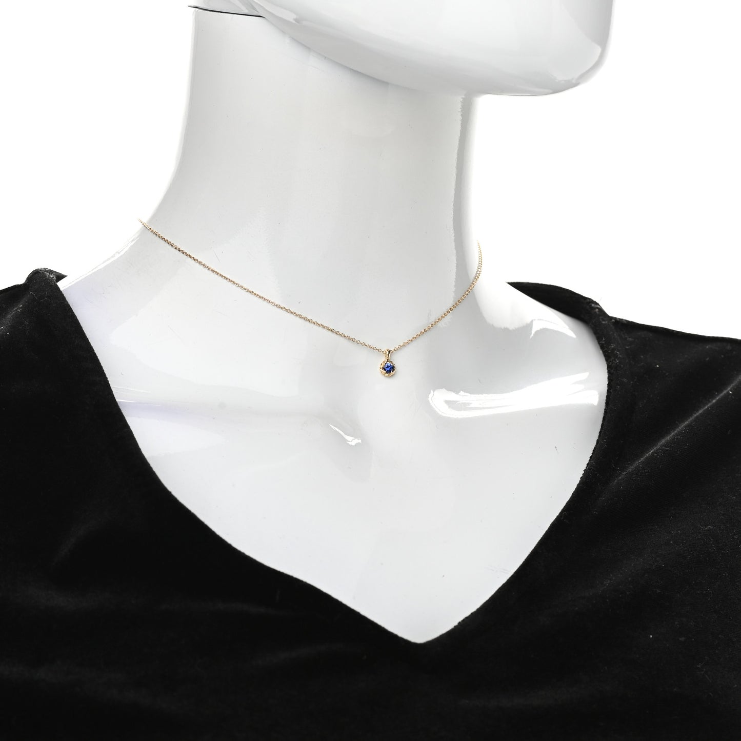 18K Yellow Gold Blue Sapphire Cable Collectibles Kids Birthstone Pendant Necklace