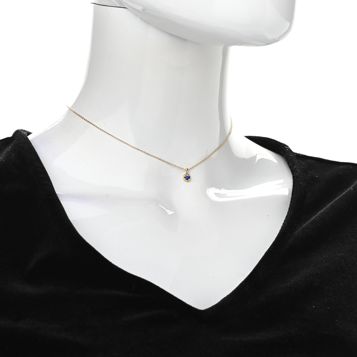 David Yurman 18K Yellow Gold Blue Sapphire Cable Collectibles Kids Birthstone Pendant Necklace 2 of 5
