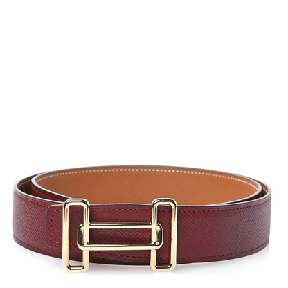 Hermes Epsom 32mm Rythme Belt 85 34 Rouge H Gold 1 of 6