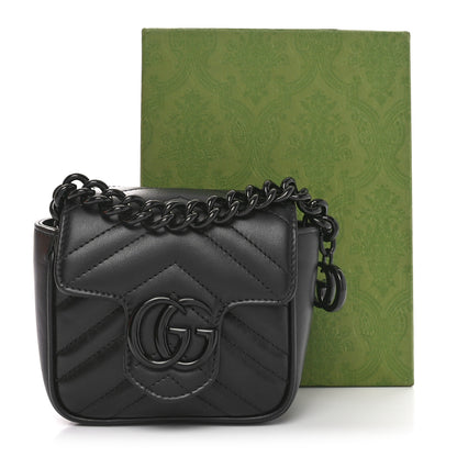 Gucci Calfskin Matelasse Monochrome GG Marmont Chain Mini Belt Bag Black 11 of 11