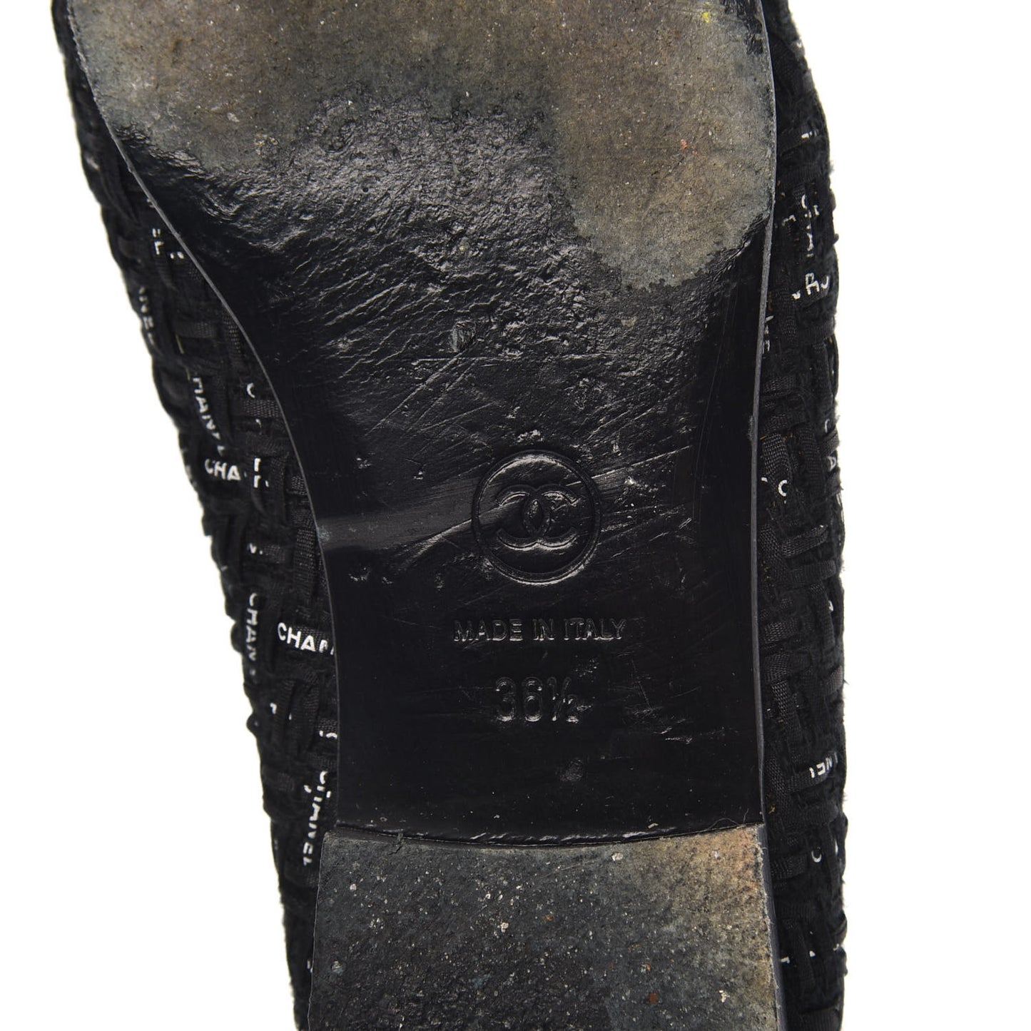 Tweed Lambskin CC Cap Toe Ballerina Flats 36.5 Black