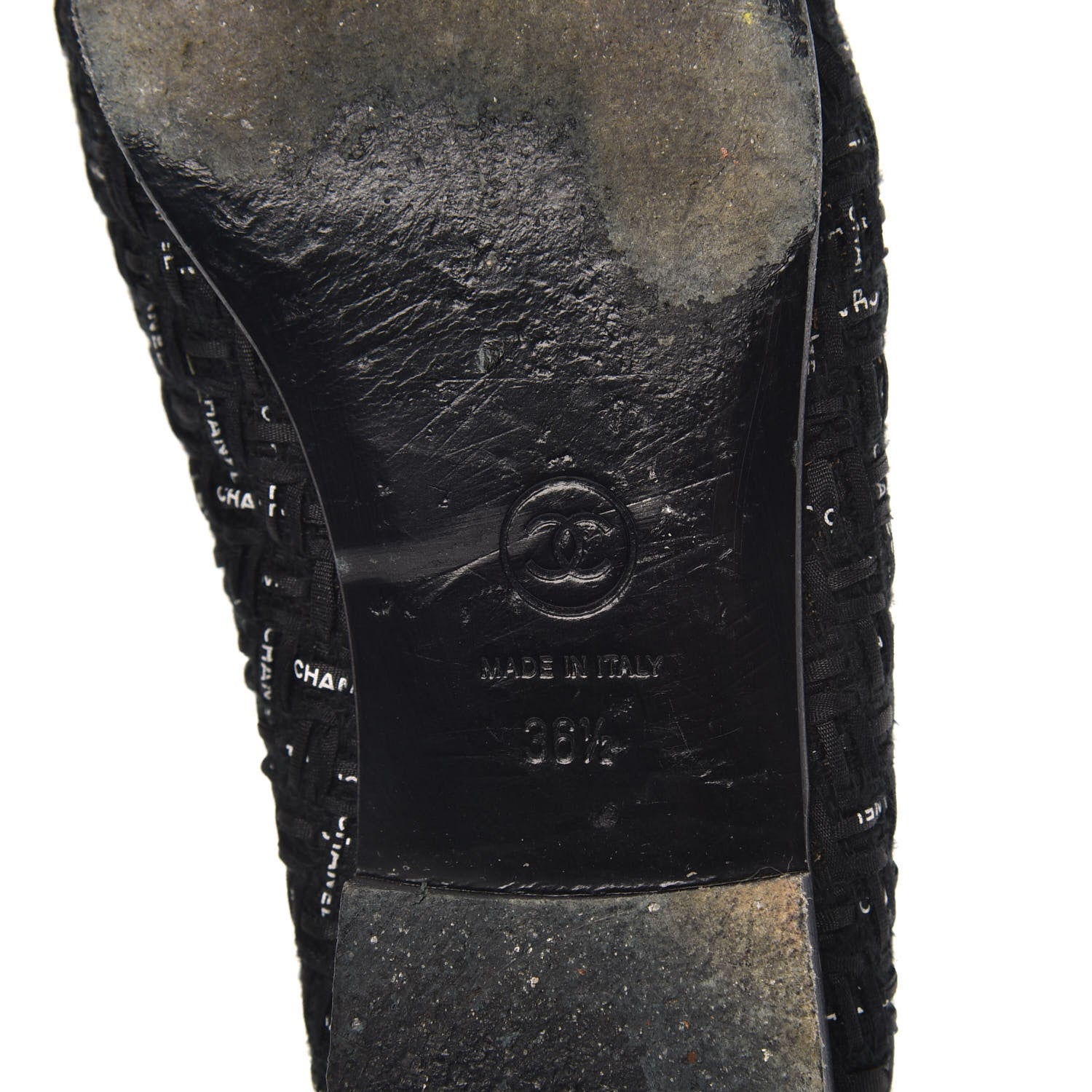 Chanel Tweed Lambskin CC Cap Toe Ballerina Flats 36.5 Black 9 of 11