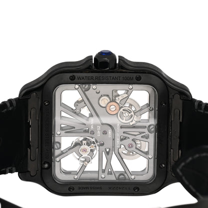 Cartier ADLC Stainless Steel Alligator 39.8mm Santos De Cartier Skeleton Manual Winding Watch Black 4 of 5