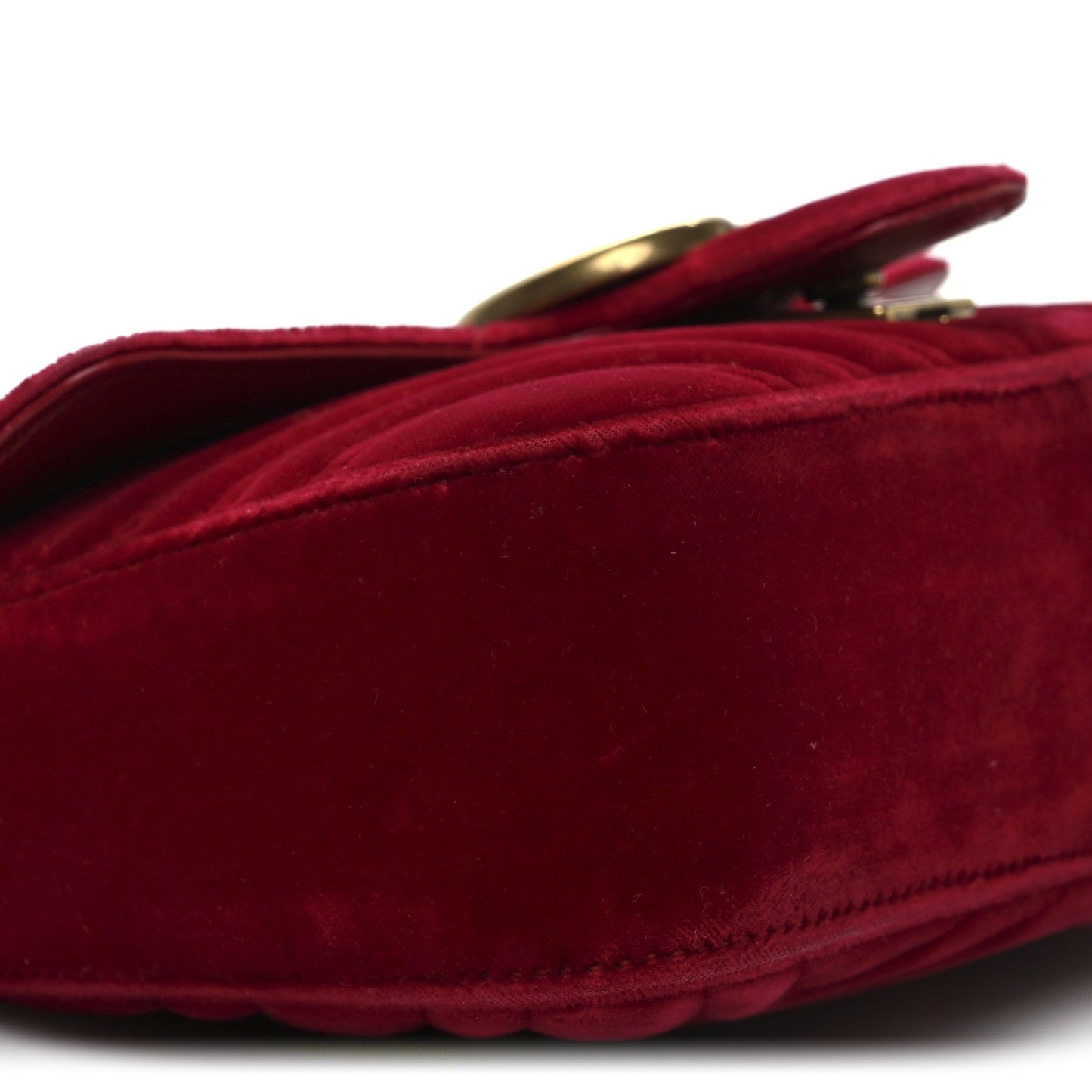 Velvet Matelasse Mini GG Marmont Shoulder Bag Hibiscus Red
