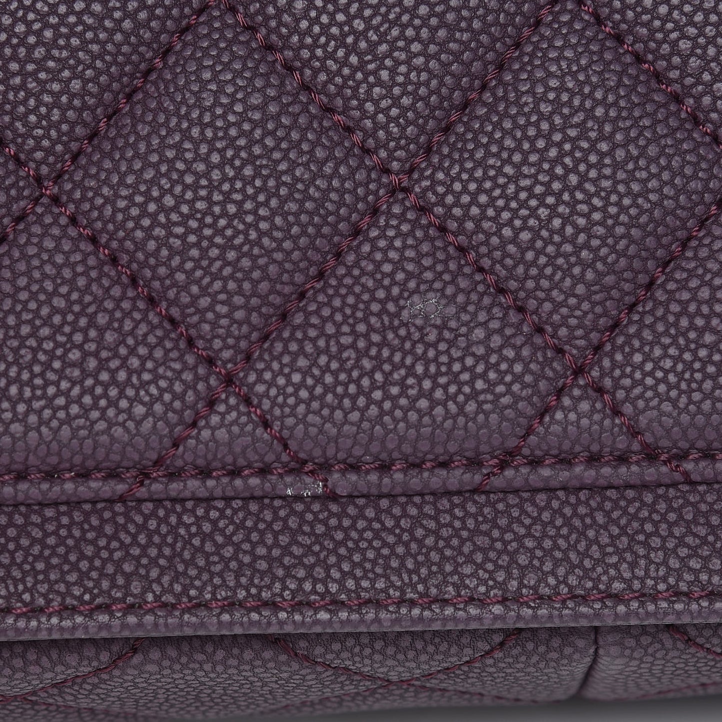 Washed Caviar Quilted Large Turn Around Ligne Flap Dark Purple