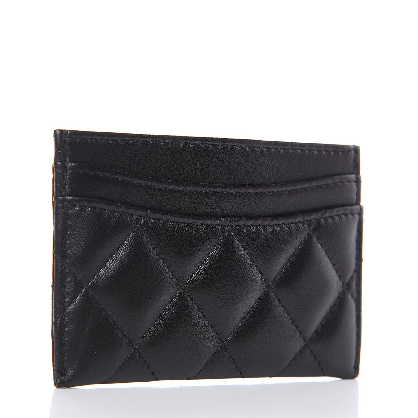 Lambskin Quilted Card Holder Black