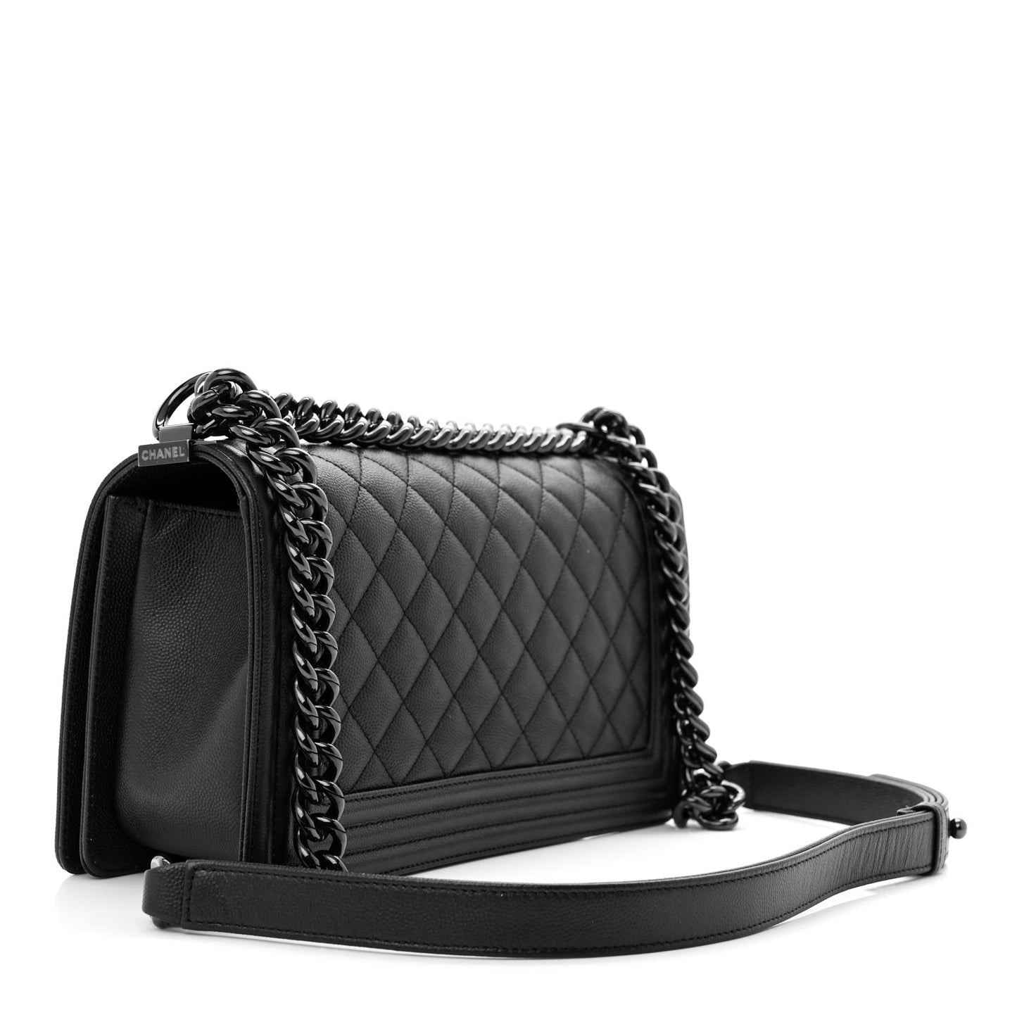 Caviar Quilted Medium Boy Flap So Black