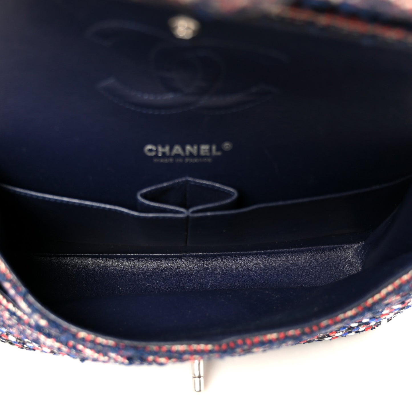 Sequin Tweed Medium Double Flap Red White Blue