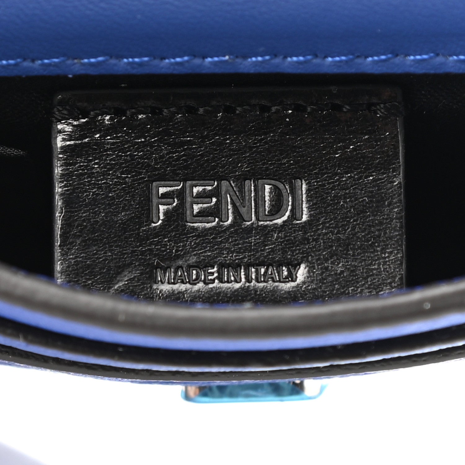 Fendi Cuoio Romano Monochrome Micro Flat Baguette Blue Neon 4 of 6