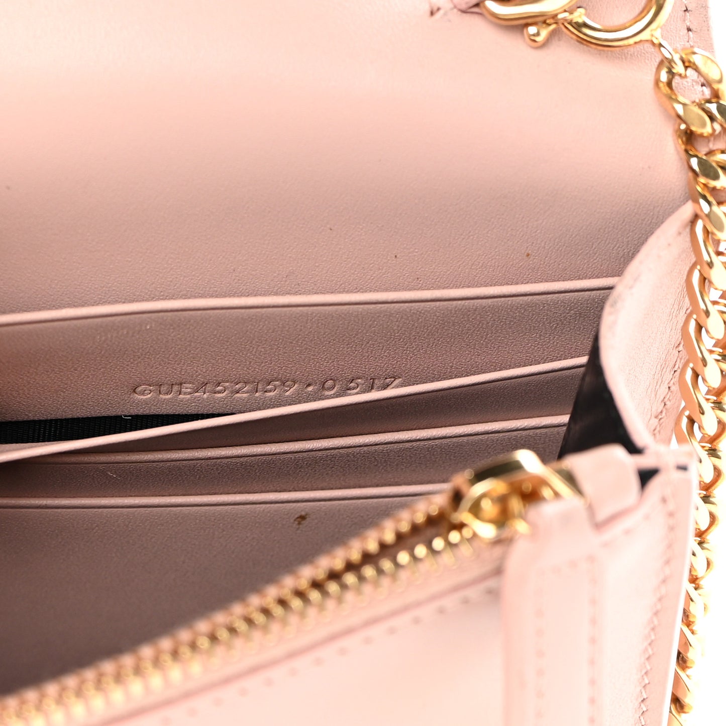 Smooth Calfskin Classic Monogram Kate Tassel Chain Wallet Marble Pink