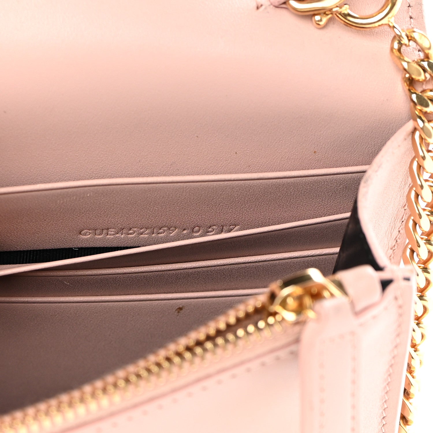Saint Laurent Smooth Calfskin Classic Monogram Kate Tassel Chain Wallet Marble Pink 6 of 13