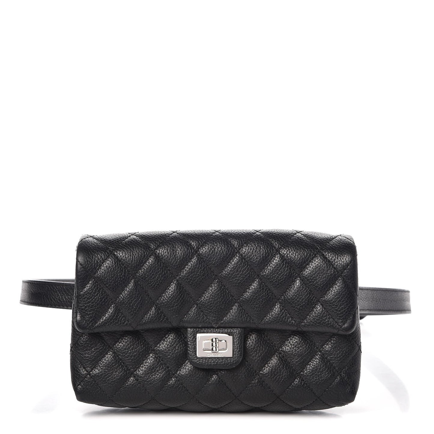 Grained Calfskin Quilted 2.55 Reissue Flap Belt Bag Clutch Black
