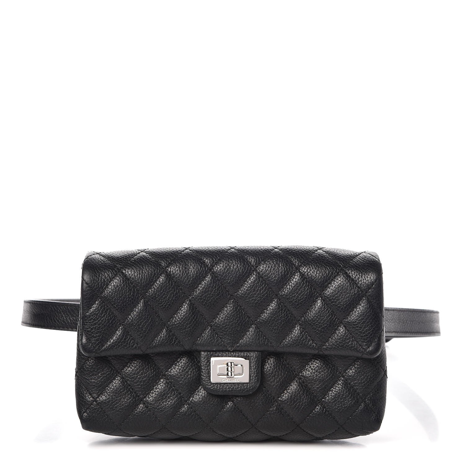 Chanel Grained Calfskin Quilted 2.55 Reissue Flap Belt Bag Clutch Black 1 of 8
