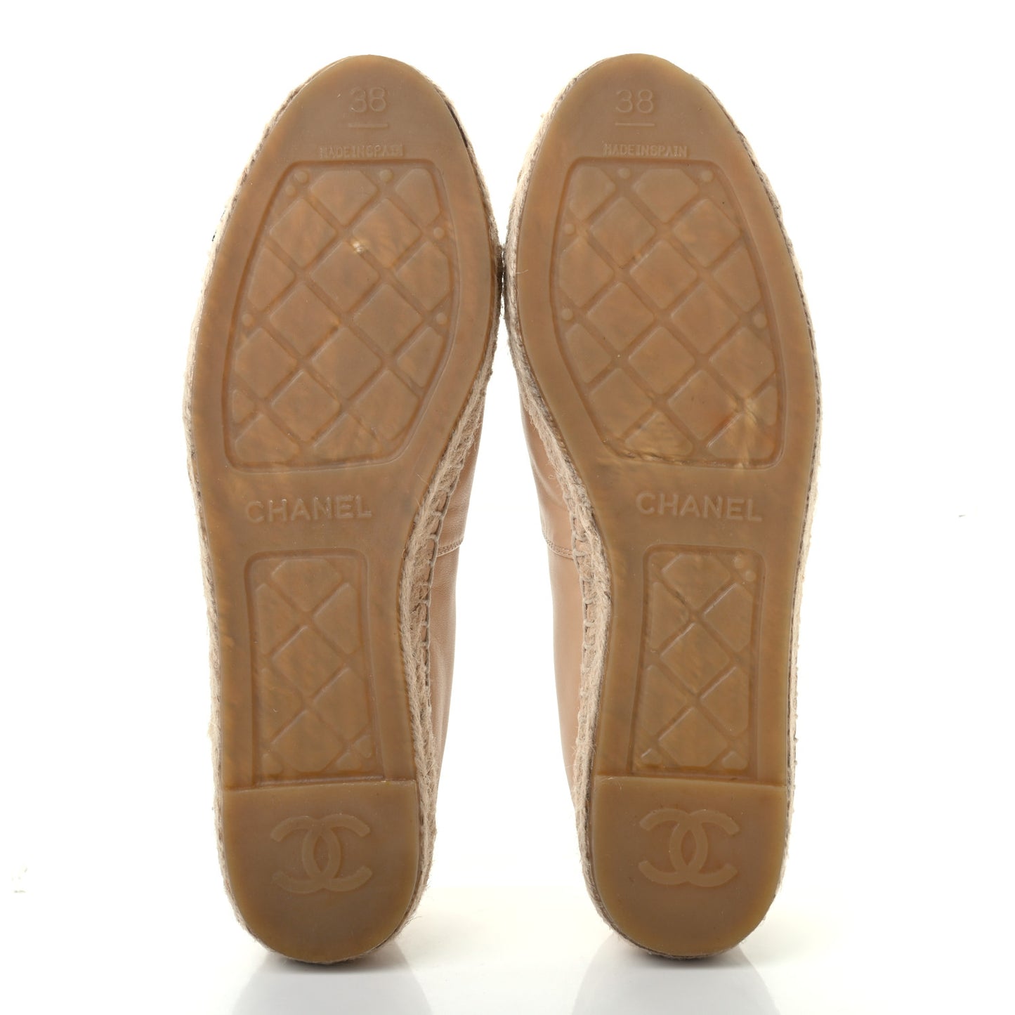 Lambskin CC Espadrilles 38 Beige Black