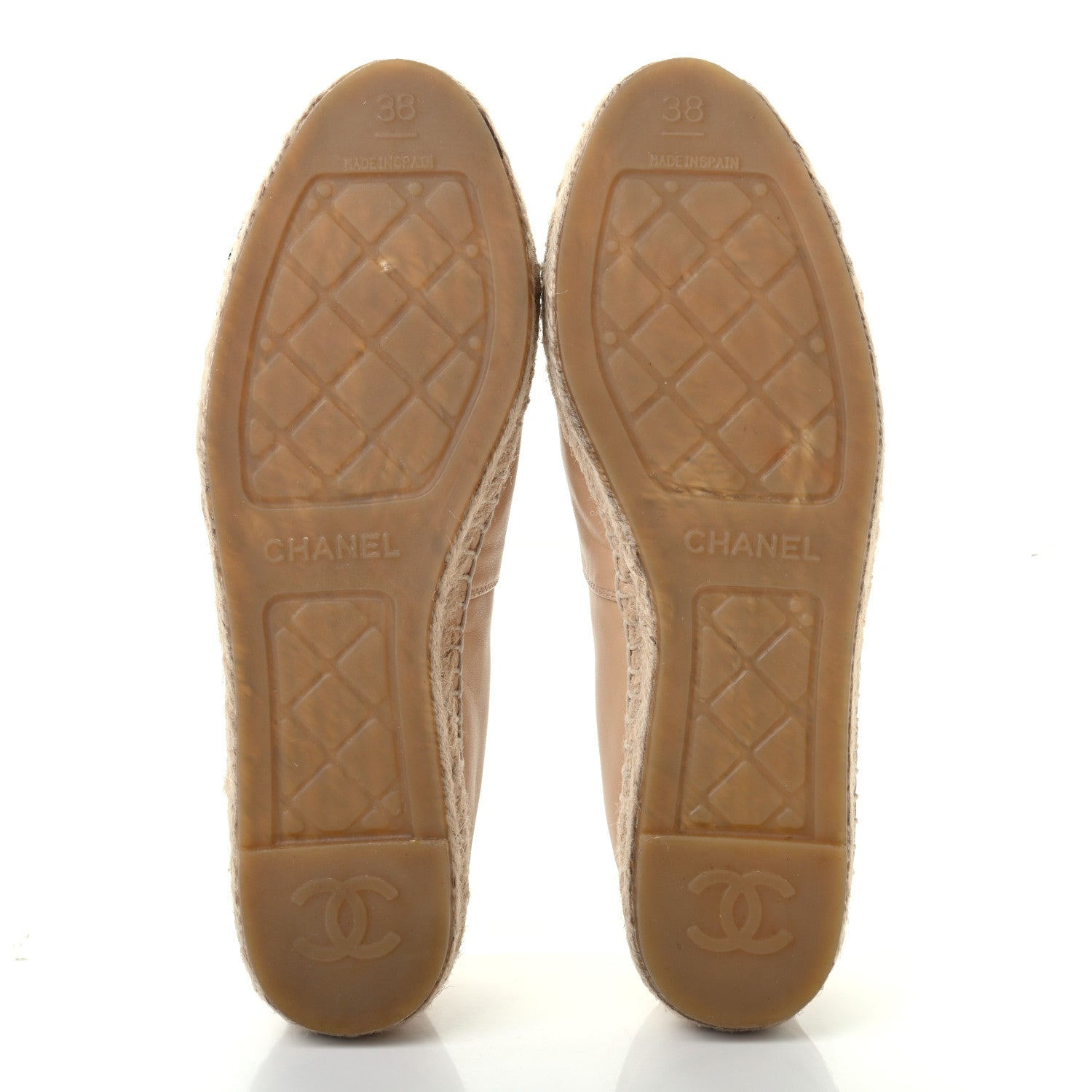 Chanel Lambskin CC Espadrilles 38 Beige Black 5 of 7