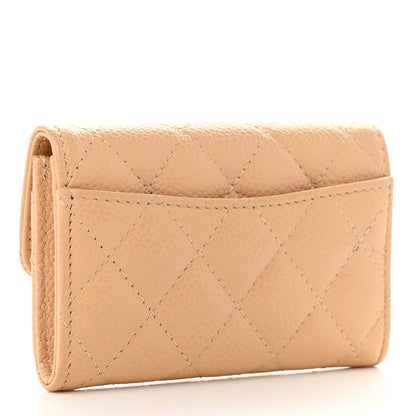 Chanel Caviar Quilted Flap Card Holder Wallet Beige 3 of 9