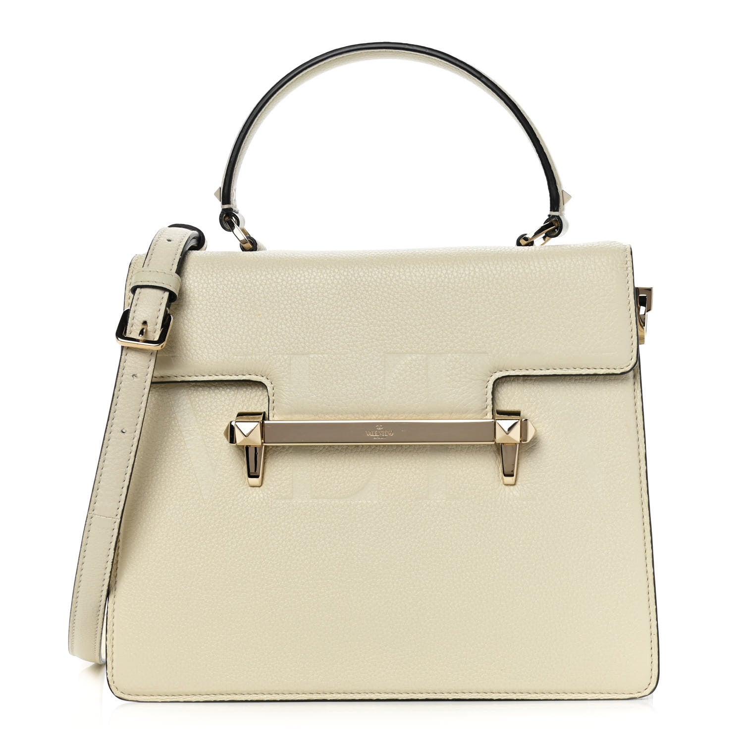 Valentino Garavani Grainy Calfskin Embossed VLTN Uptown Top Handle Bag Ivory 1 of 9