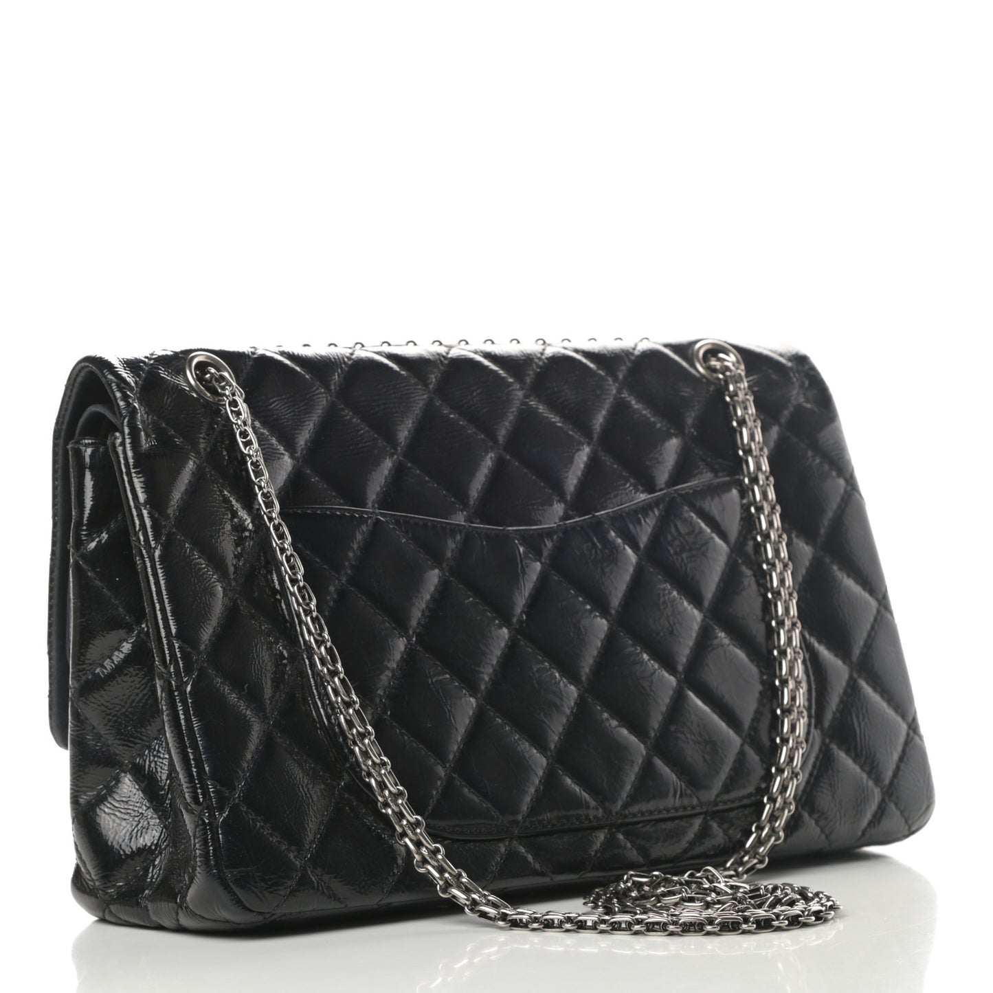 Distressed Patent Quilted 2.55 Reissue 227 Flap Black