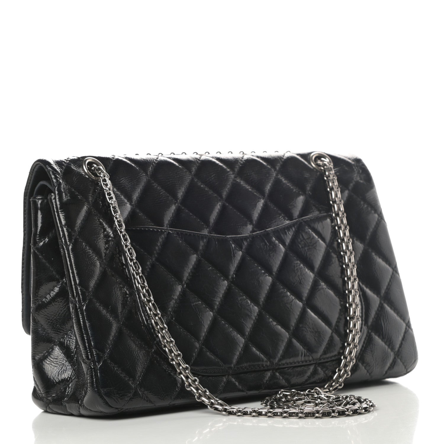 Chanel Distressed Patent Quilted 2.55 Reissue 227 Flap Black 3 of 14