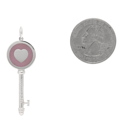 Tiffany Sterling Silver Enamel Keys Heart Key Pendant Lavender 2 of 4