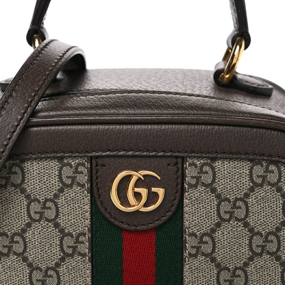 Gucci GG Supreme Monogram Textured Dollar Calfskin Mini Ophidia Top Handle Square Shoulder Bag Beige Ebony New Acero 8 of 10