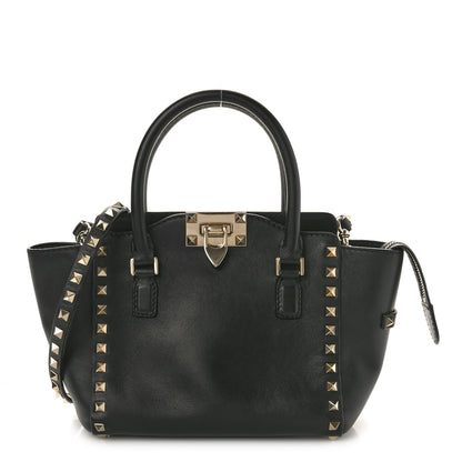 Valentino Garavani Vitello Mini Rockstud Double Handle Tote Black 1 of 10