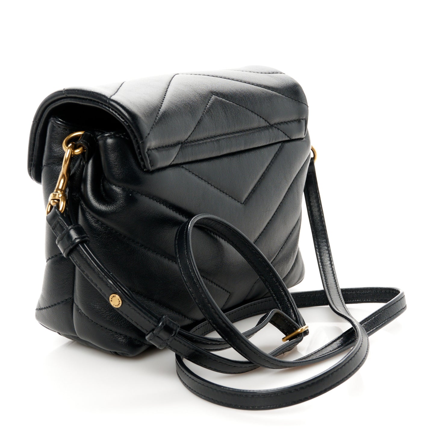 Calfskin Y Quilted Monogram Toy Loulou Crossbody Bag Black