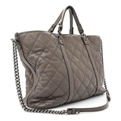 Chanel Calfskin Quilted Casual Riviera Tote Grey 3 of 13