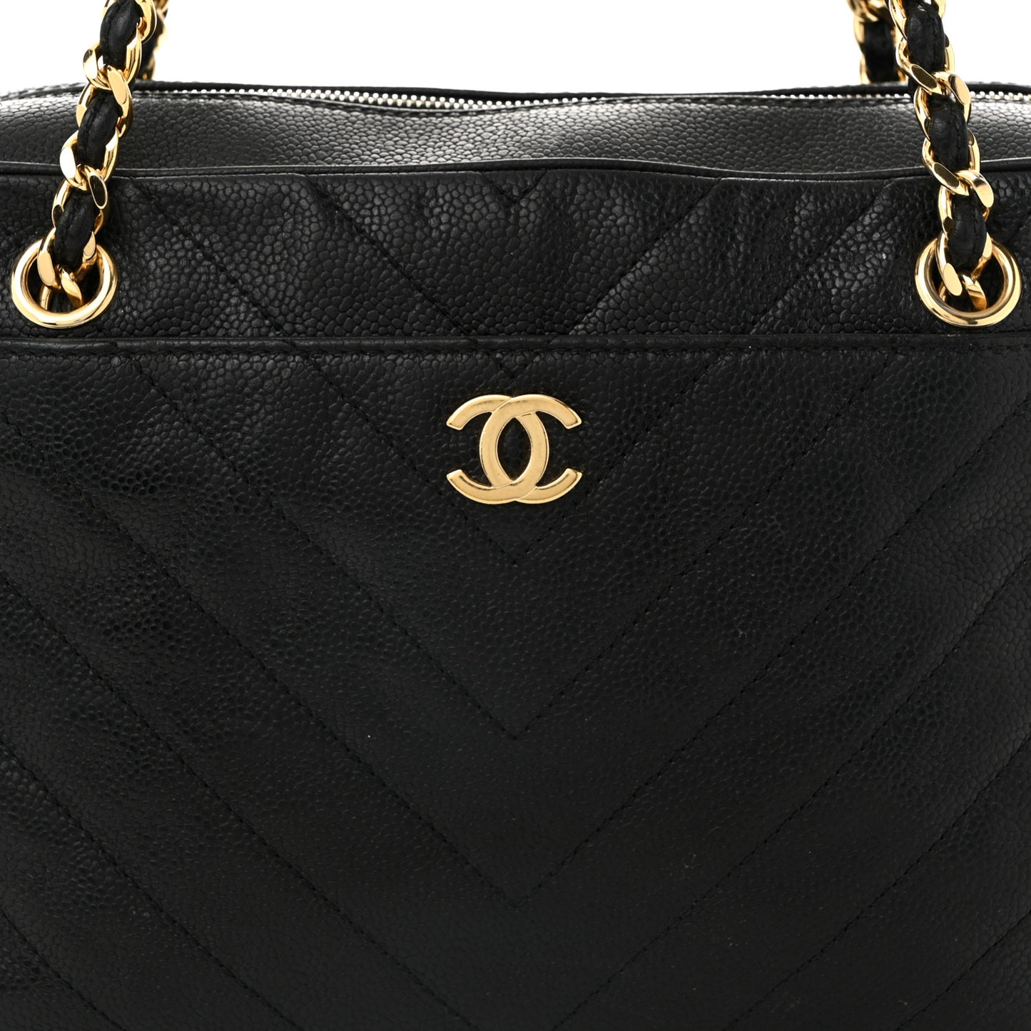 Caviar Chevron Quilted Camera Case Black